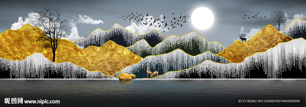 背靠金山装饰画