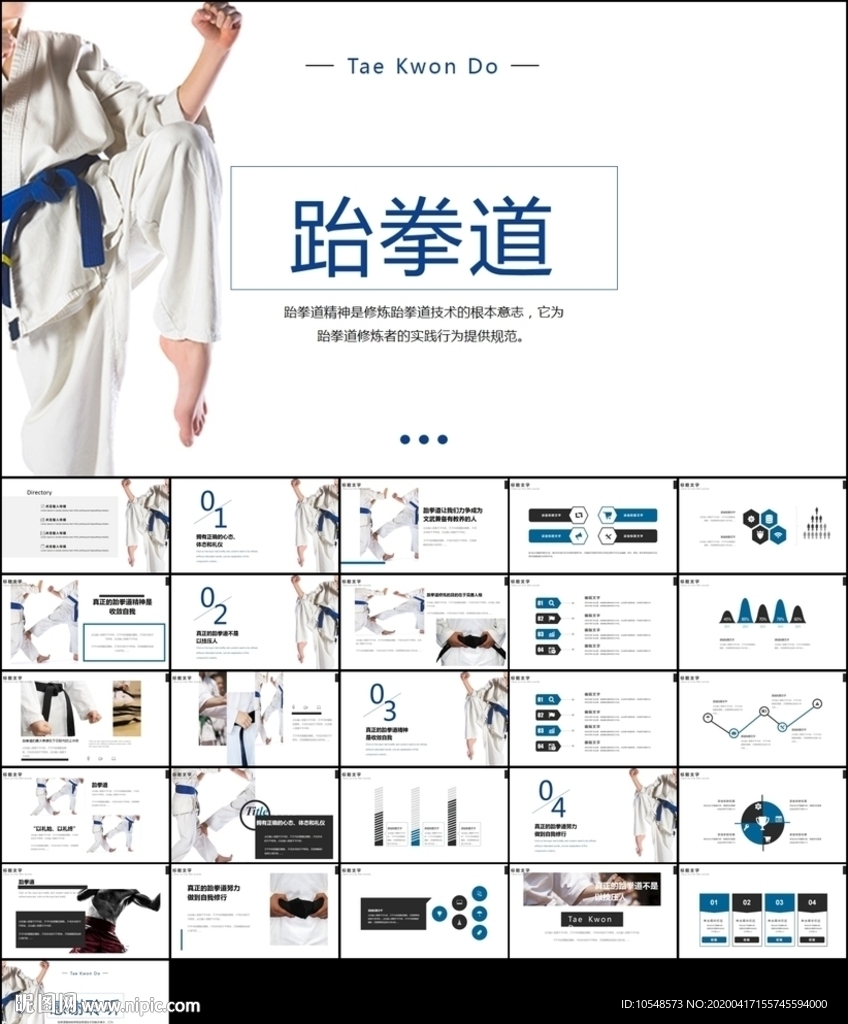武术跆拳道空手道比赛动态PPT