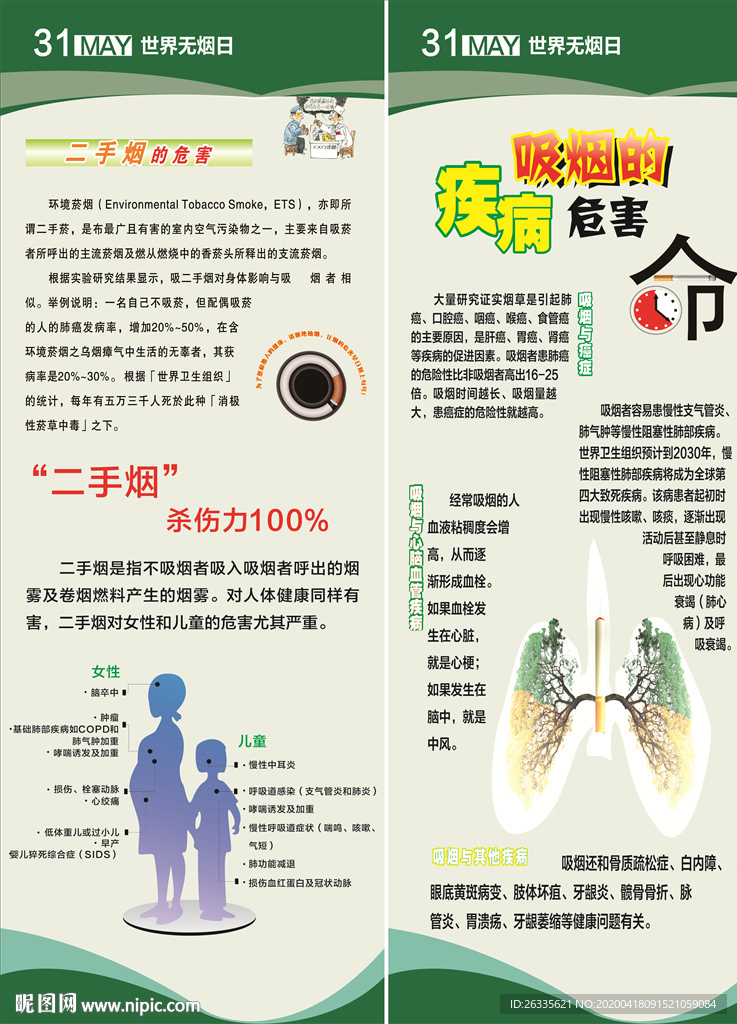 展架 禁烟日 吸烟的危害 海报