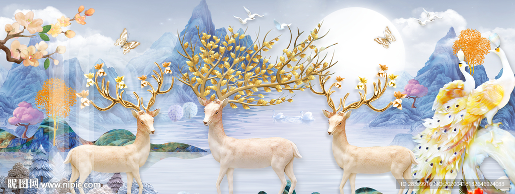 北欧 新中式麋鹿