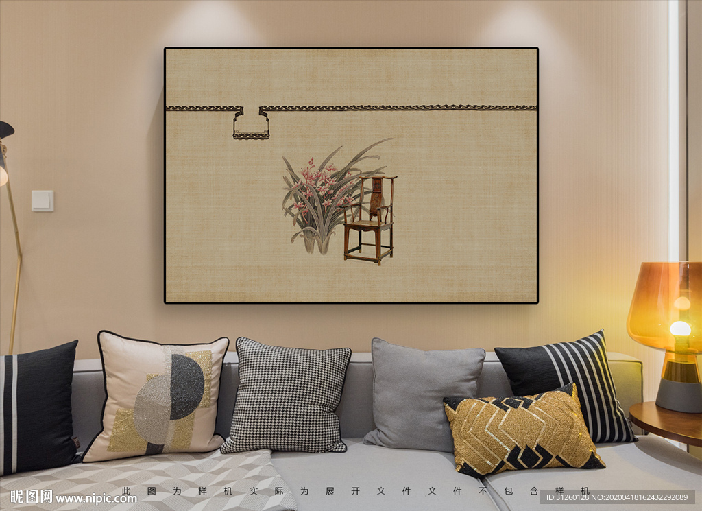 简约新中式挂画玄关