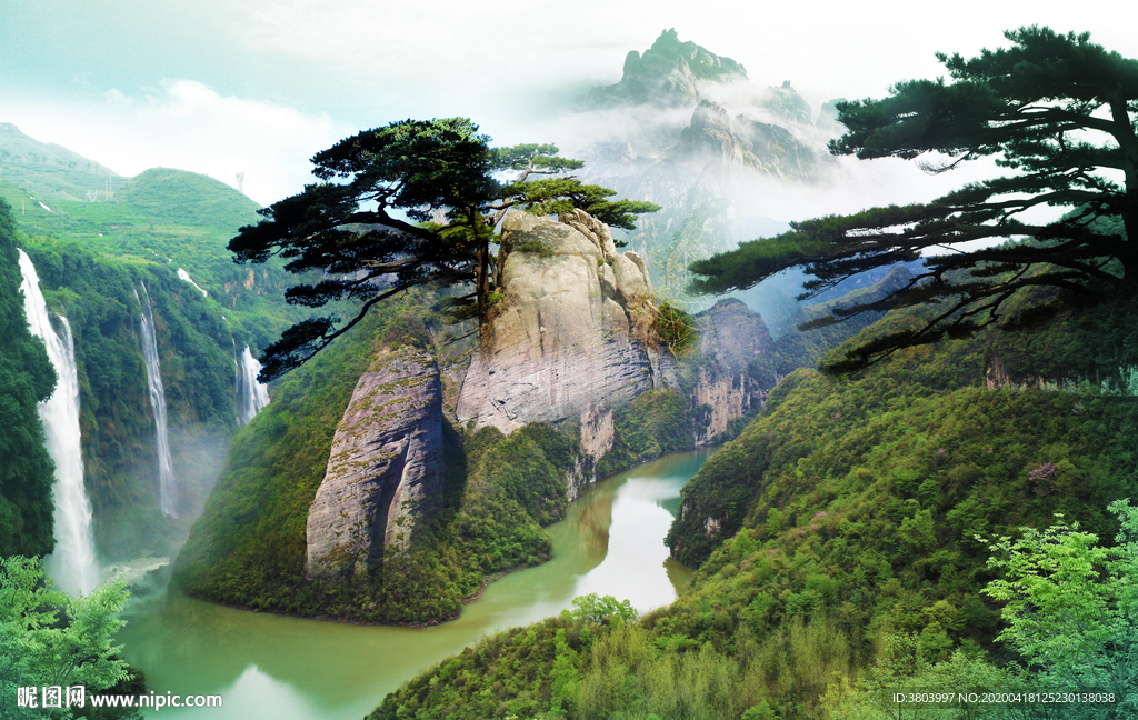 山水风景 瀑布山水