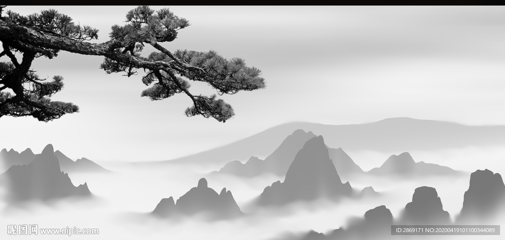 水墨山