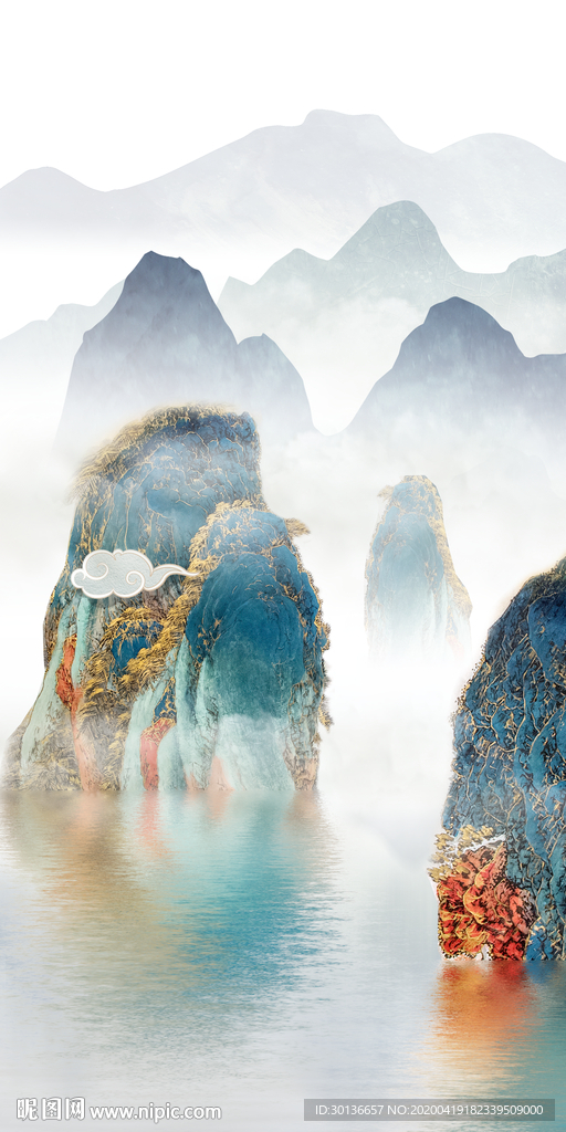 简约山水玄关画 TIF分层