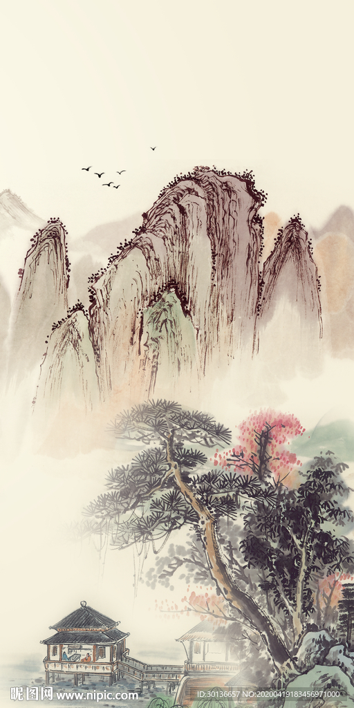 中国风轻奢玄关画 TIF分层