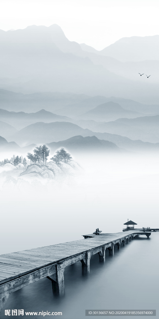 意境山水玄关画 TIF分层