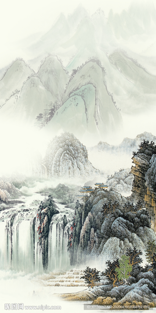 国画 轻奢玄关画 TIF分层