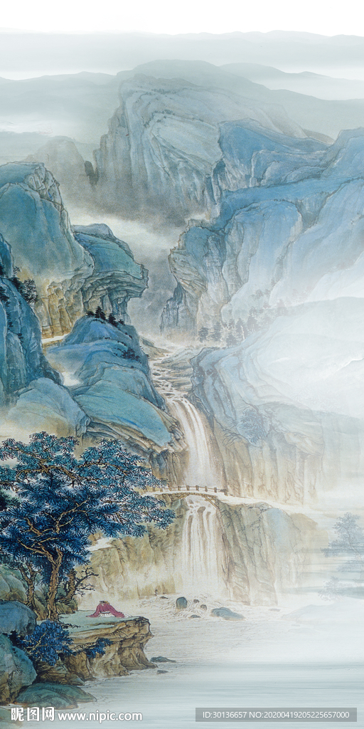 国画山水风玄关画 TIF分层