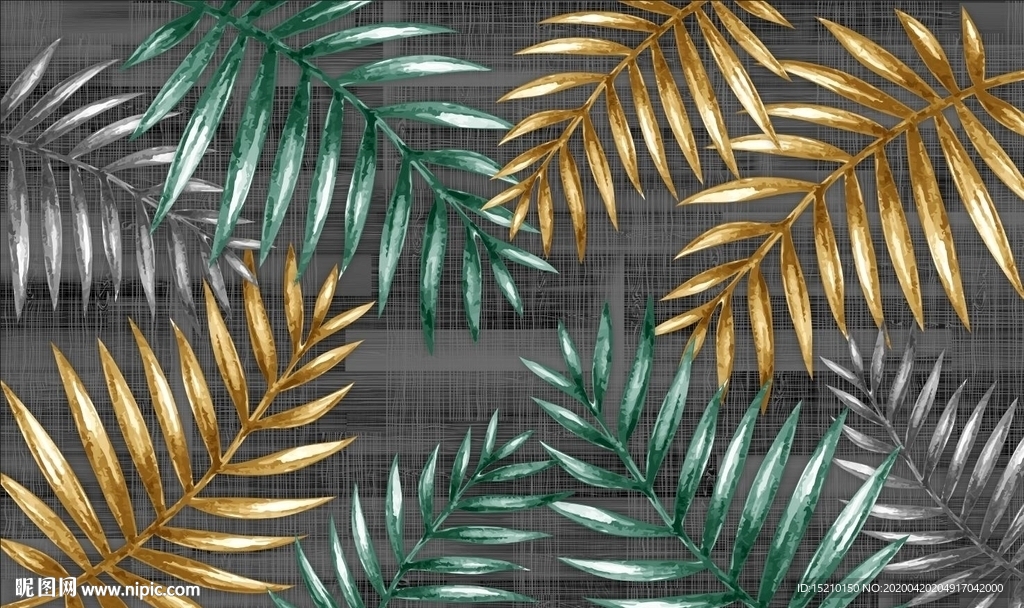 金色叶子电视背景墙