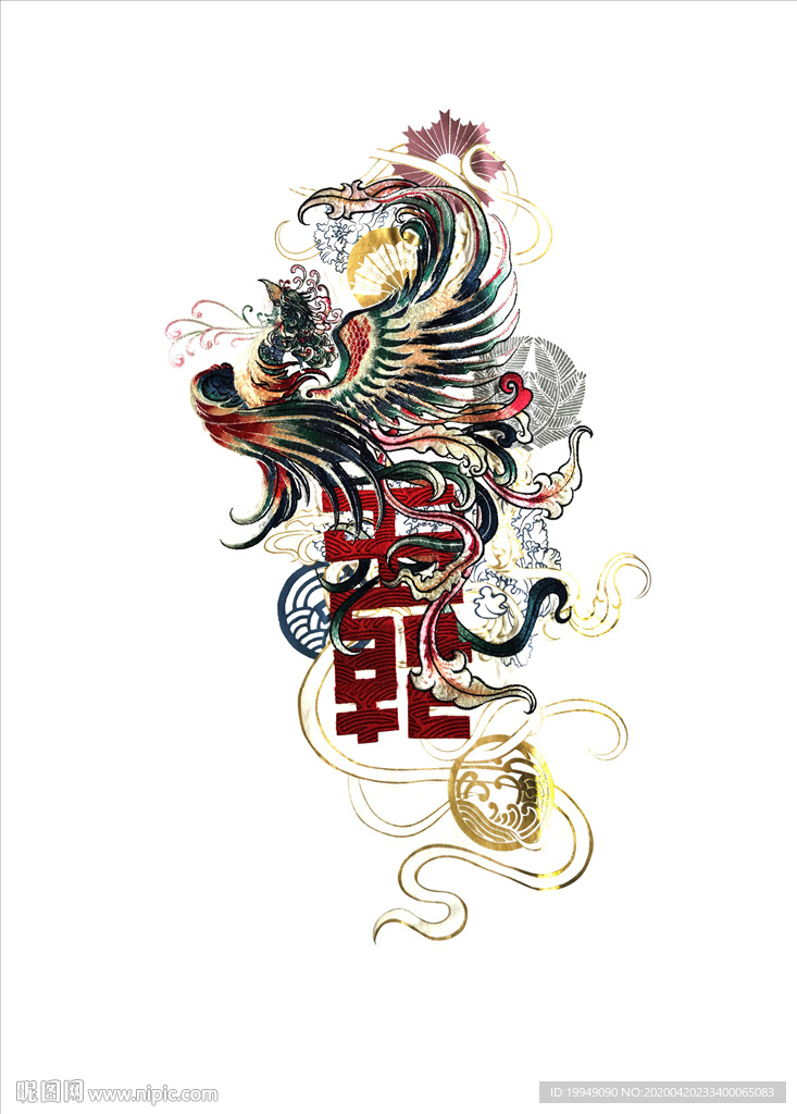 服装凤凰刺绣图案