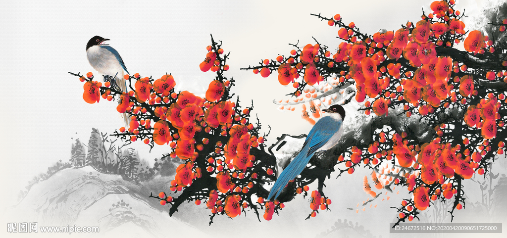 床头画  梅花