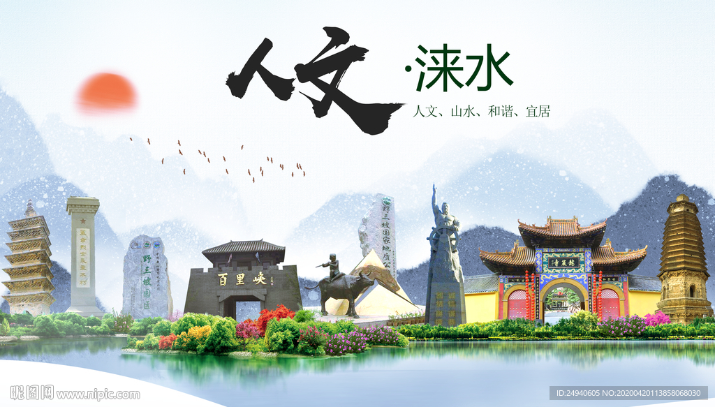 涞水县人文明中国风城市印象海报