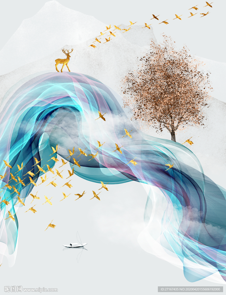 北欧麋鹿玄关背景