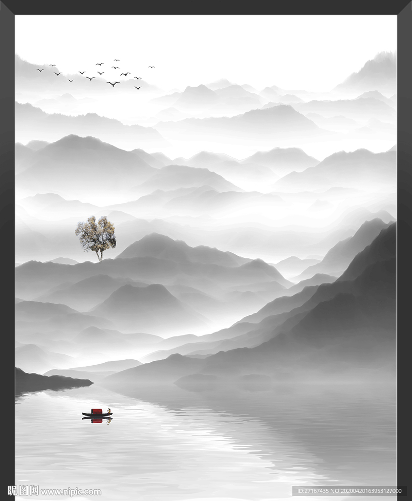 中国风水墨山水意境山水画