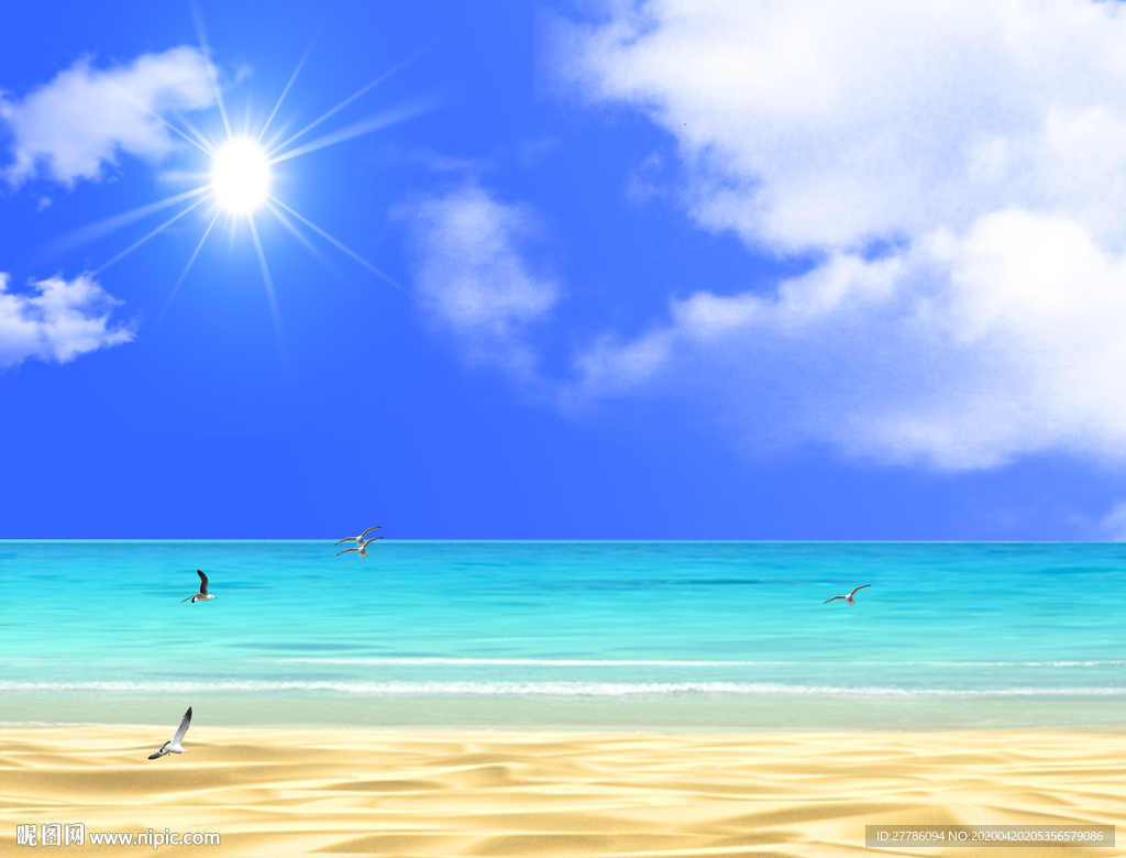 沙滩蓝天风景