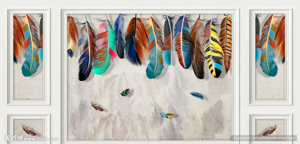 羽毛背景墙