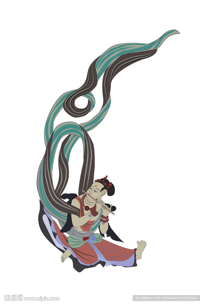 敦煌壁画飞天矢量图