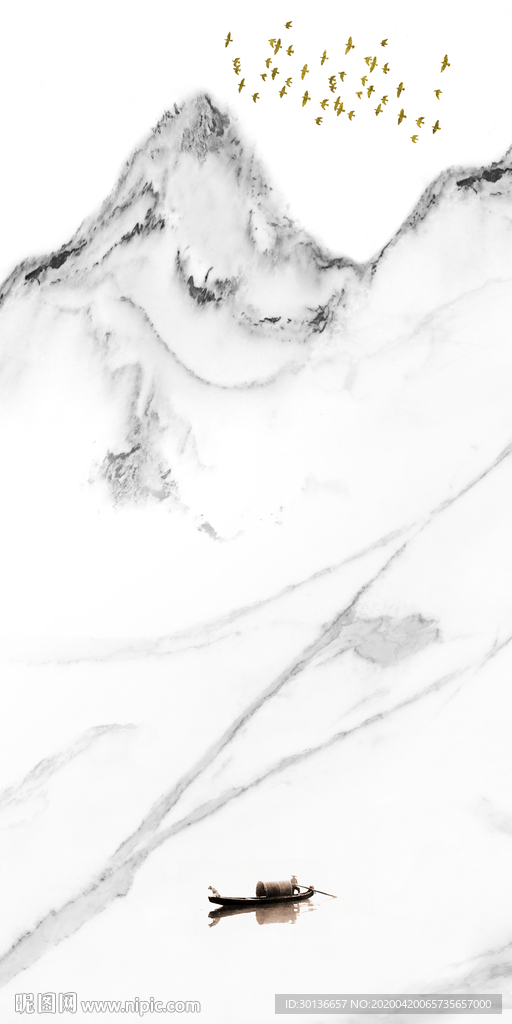 爵士白轻奢玄关画 TIF分层