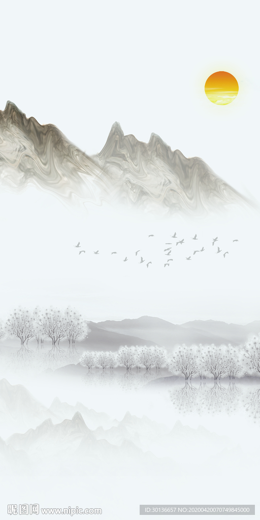 抽象高雅玄关画 TIF分层