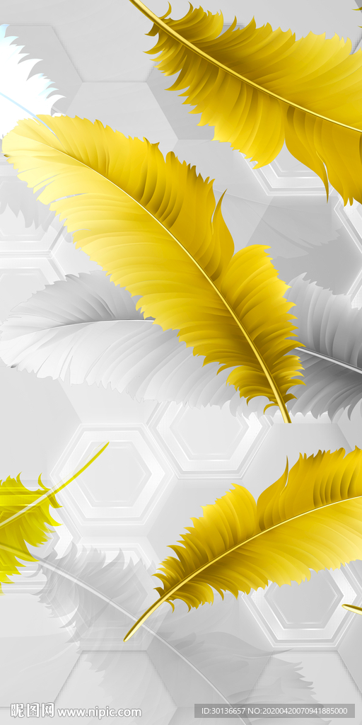 羽毛轻奢玄关画 TIF分层