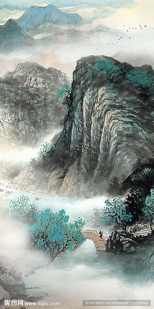 国画轻奢玄关画 TIF分层