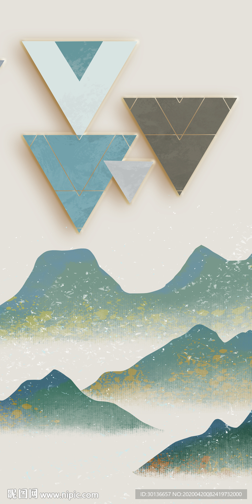 几何现代风玄关画 TIF分层