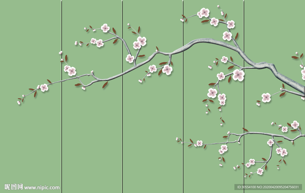 手绘梅花山水图片