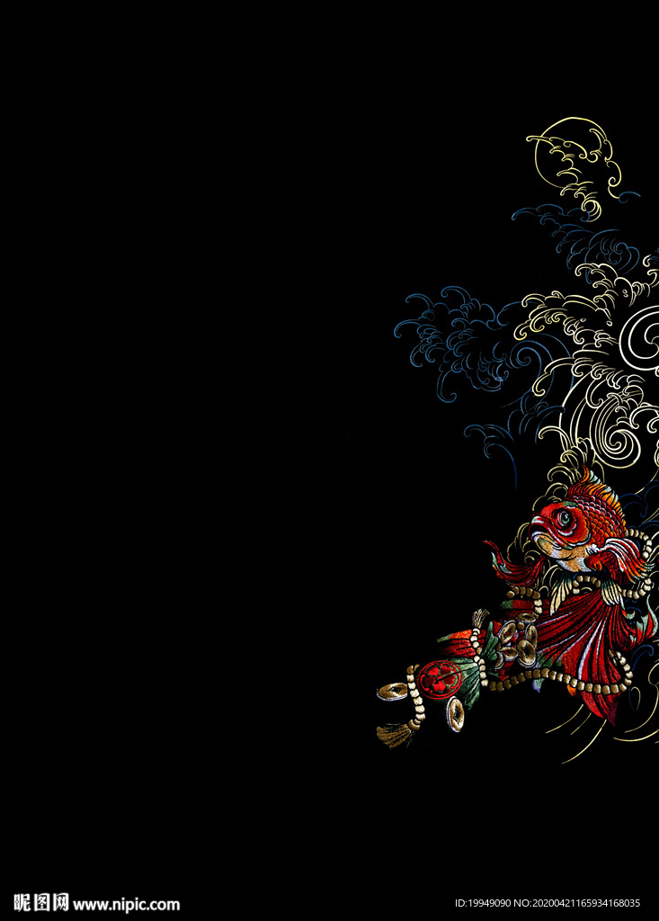 金鱼刺绣图案大图