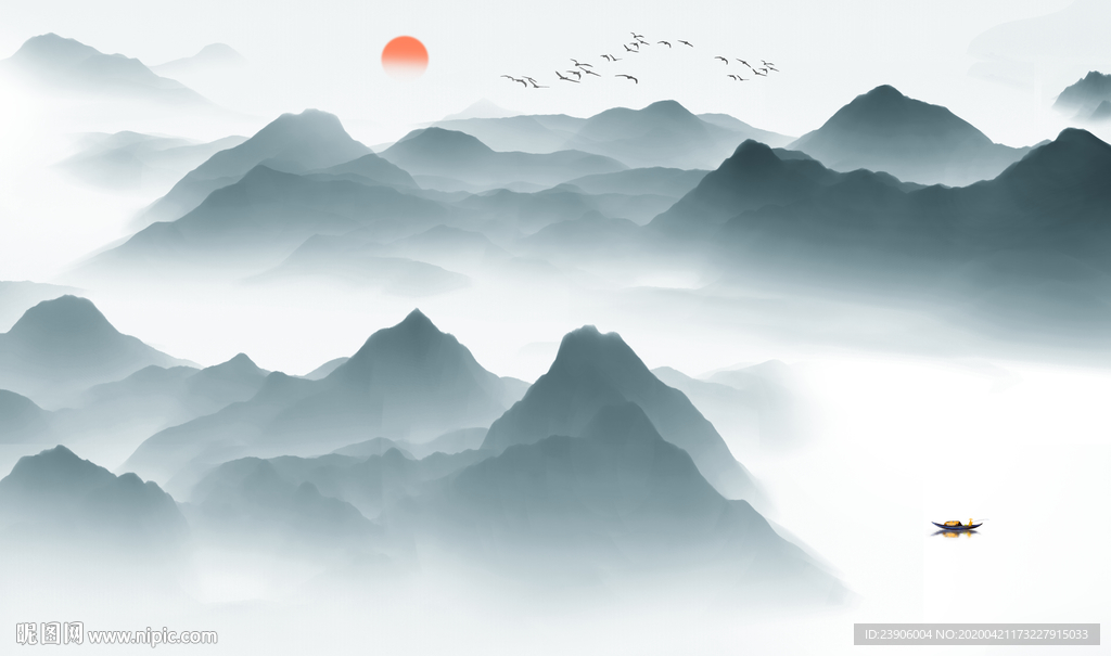 山水背景墙 山水壁画 山水壁纸