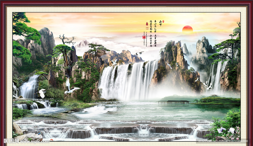 中国风山水电视墙