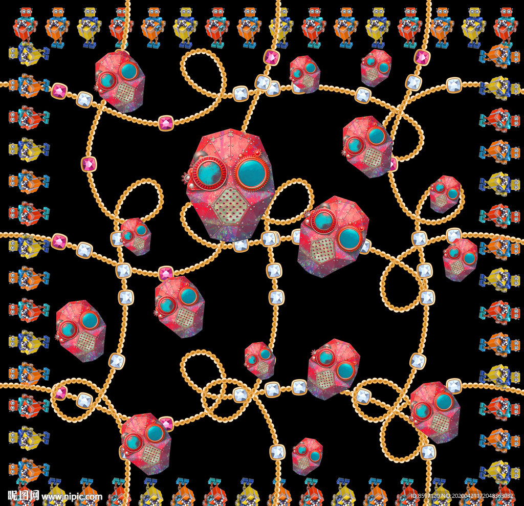 面具丝巾花型设计