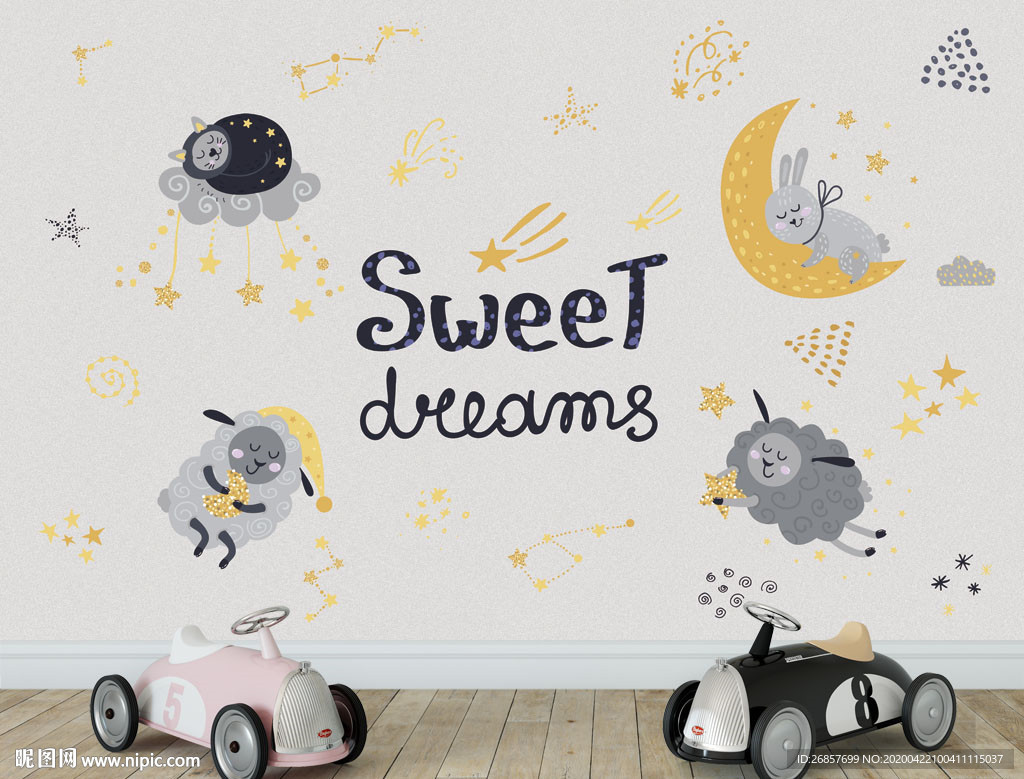 卡通动物美梦背景墙