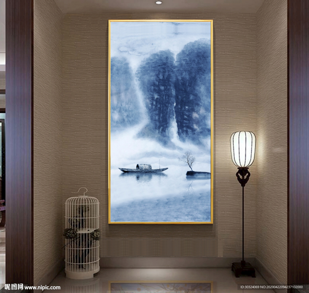 山水玄关背景墙