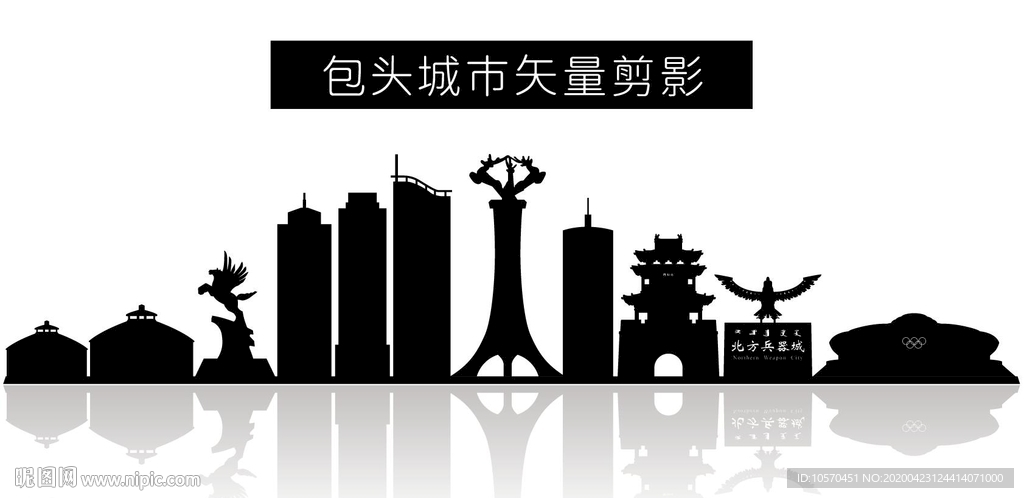 包头城市矢量剪影