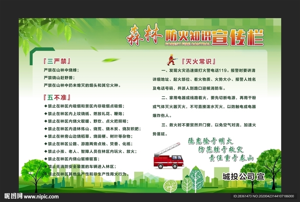 森林防火知识宣传栏