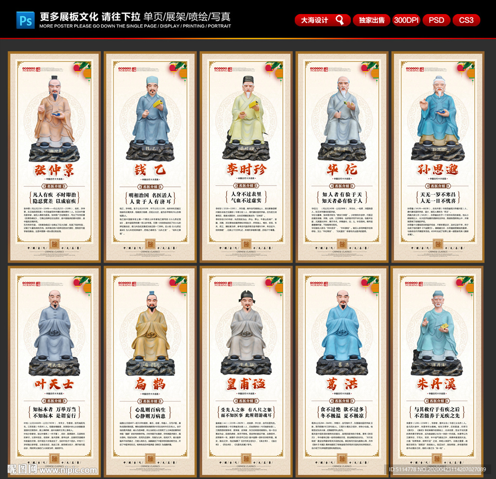 名医展板 名医挂画 名医中医