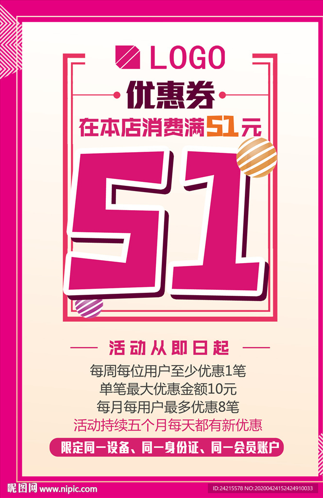 五一钜惠51会员优惠券活动模板