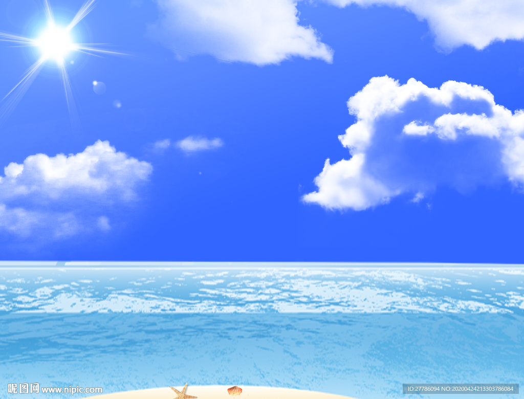 海边蓝天白云风景