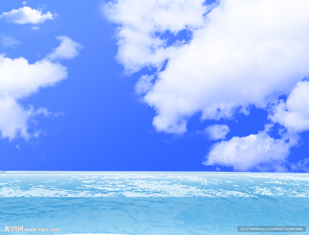海边蓝天白云风景