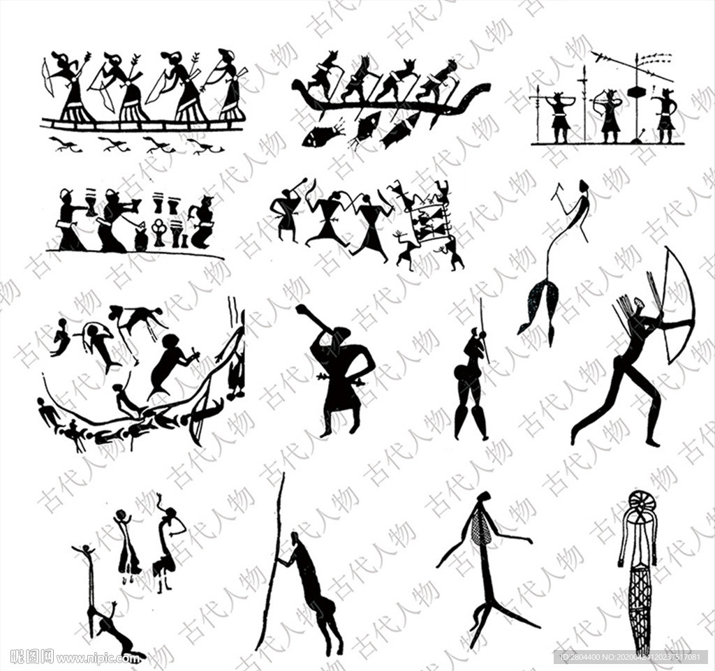 古代人物 白描 黑白