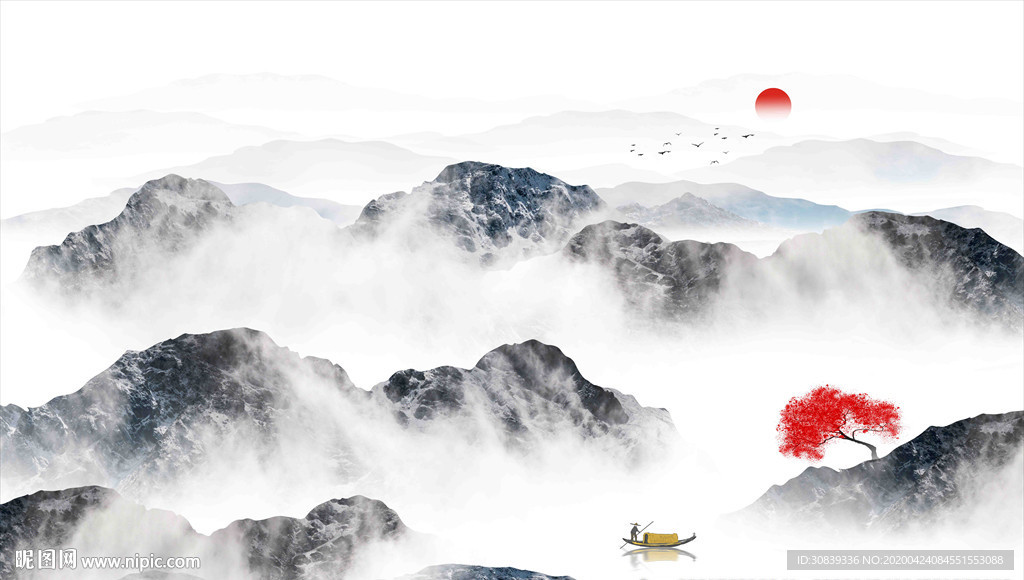 意境水墨山水画