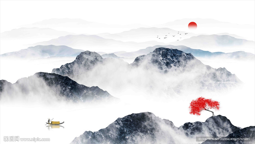 意境水墨山水画
