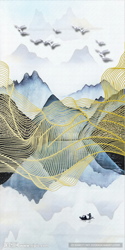 新中式现代山水玄关晶瓷装饰画