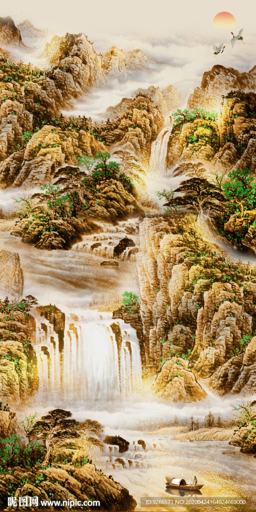 新中式现代山水玄关晶瓷装饰画