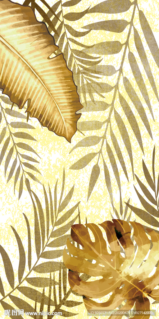 植物叶子抽象晶瓷装饰画