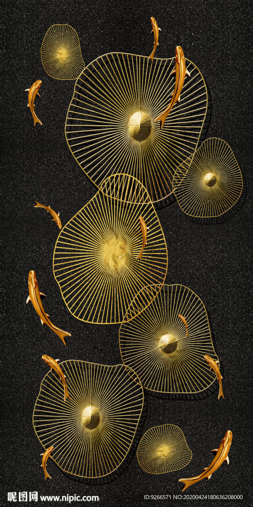 新中式现代鱼群玄关晶瓷装饰画