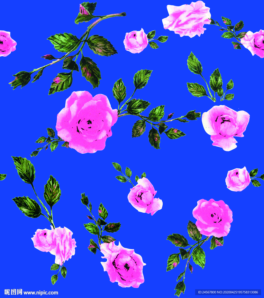数码印花 手绘花 花朵