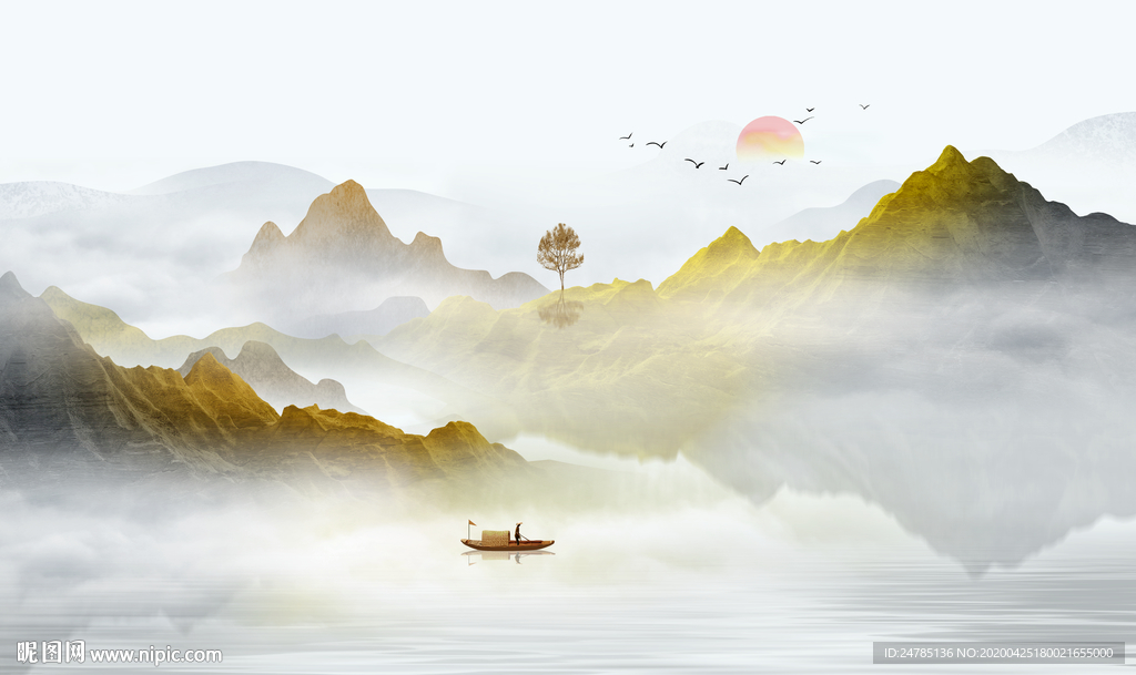 意境水墨山水画