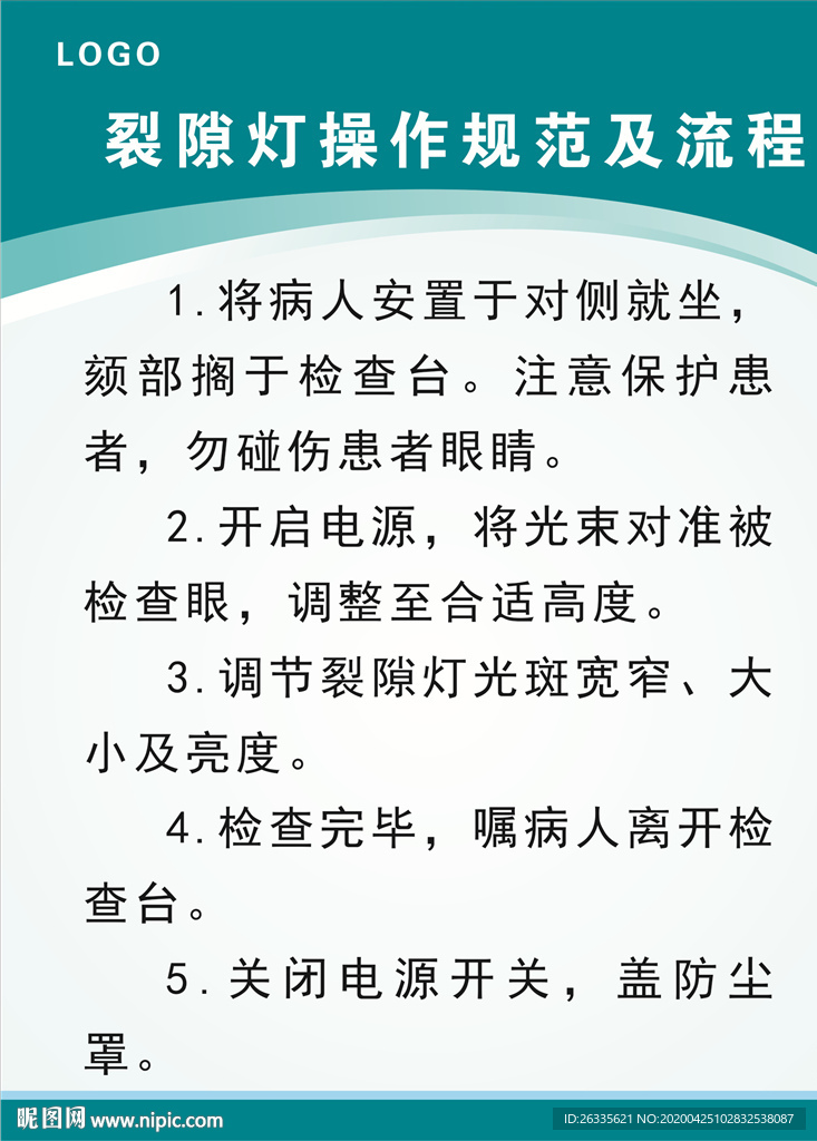 裂隙灯操作 展板 制度 海报