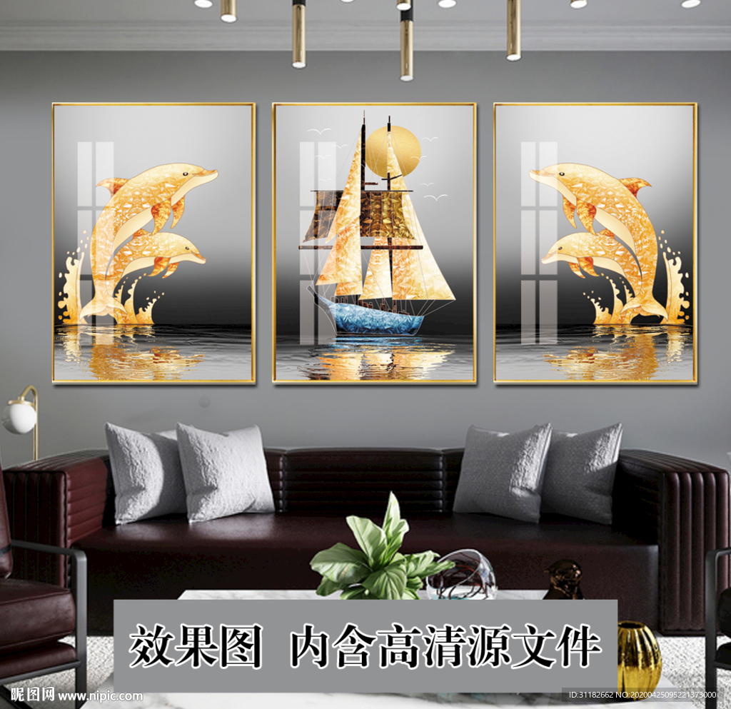 一帆风顺海豚晶瓷画